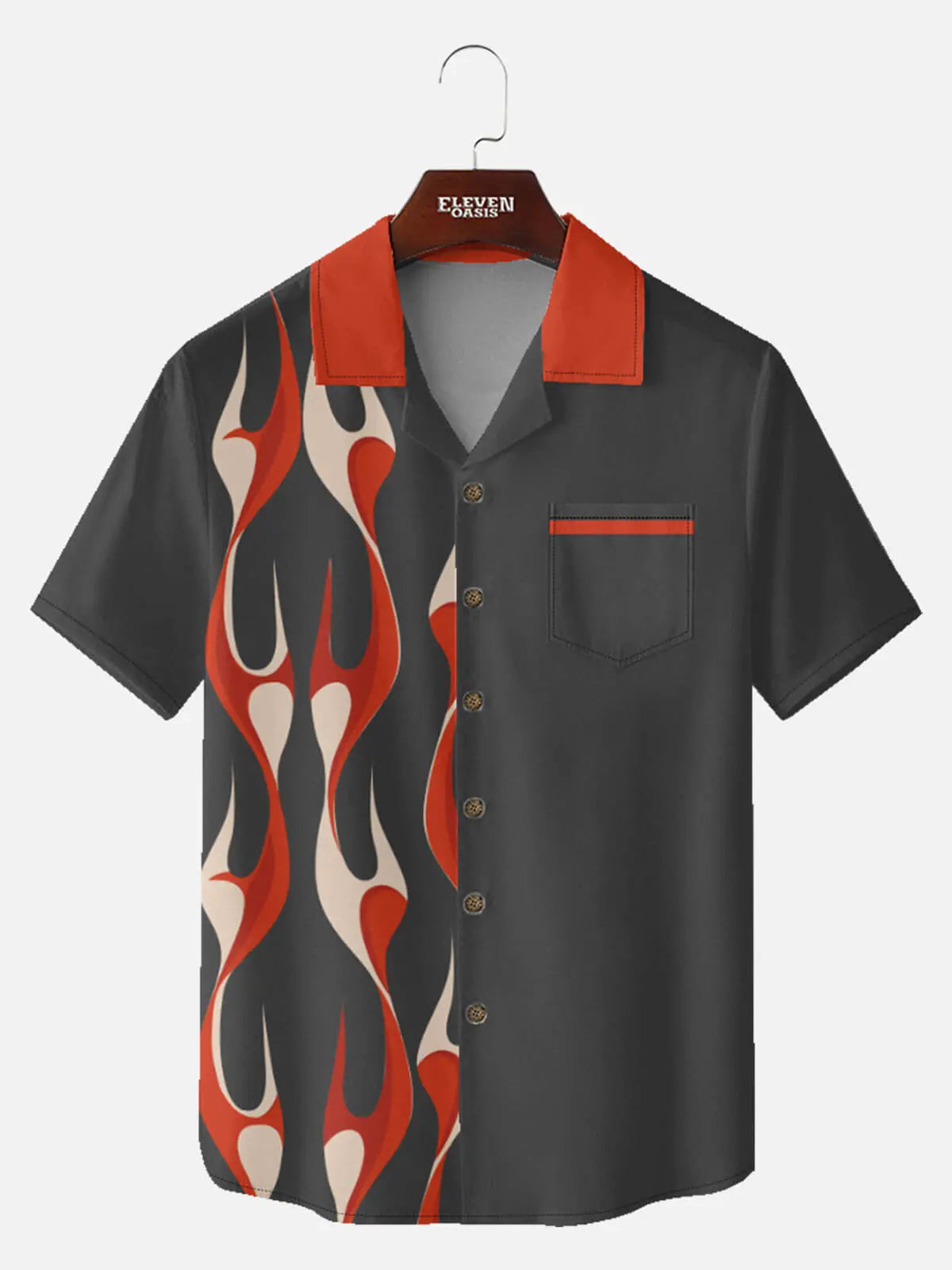 Tall Men's Retro Flame Short Sleeve Shirt Eleven Oasis