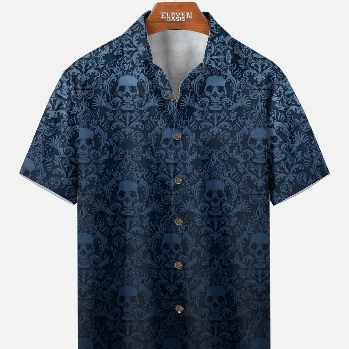 Tall Men's Gothic Skull Pattern Short Sleeve Shirt?