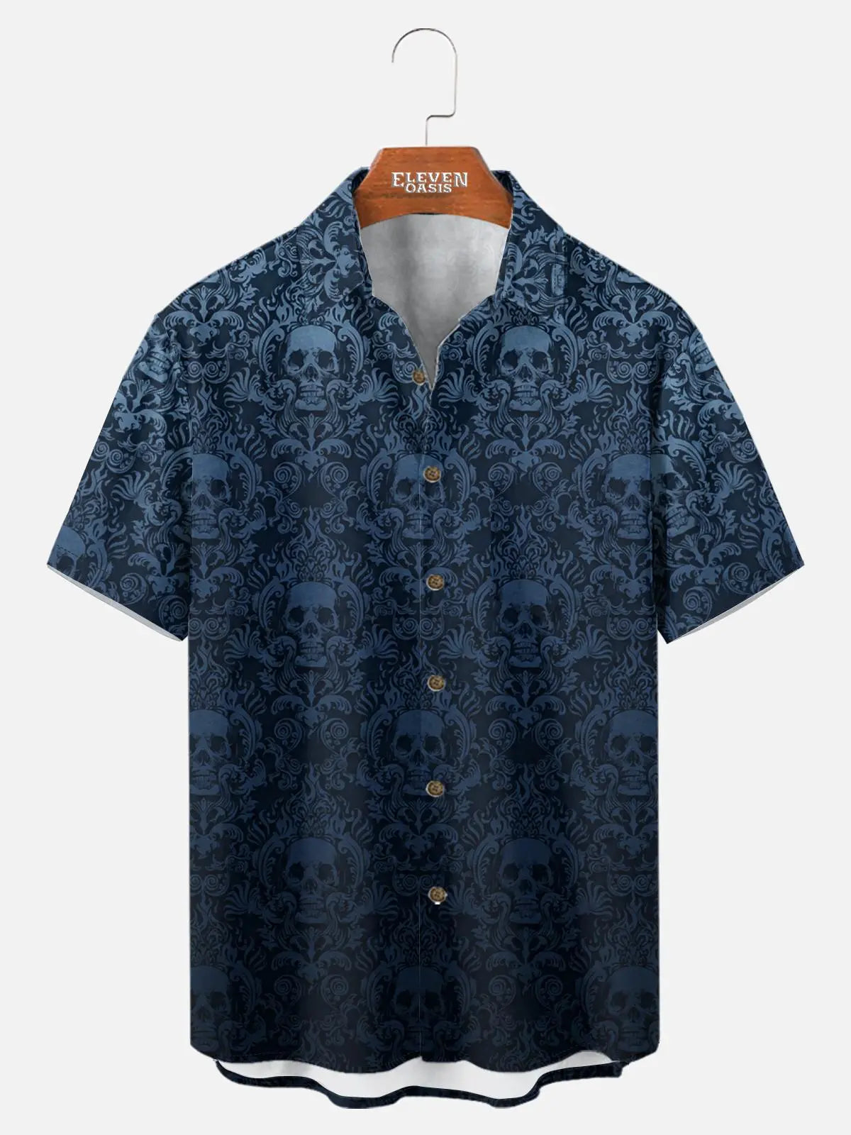 Tall Men's Gothic Skull Pattern Short Sleeve Shirt?