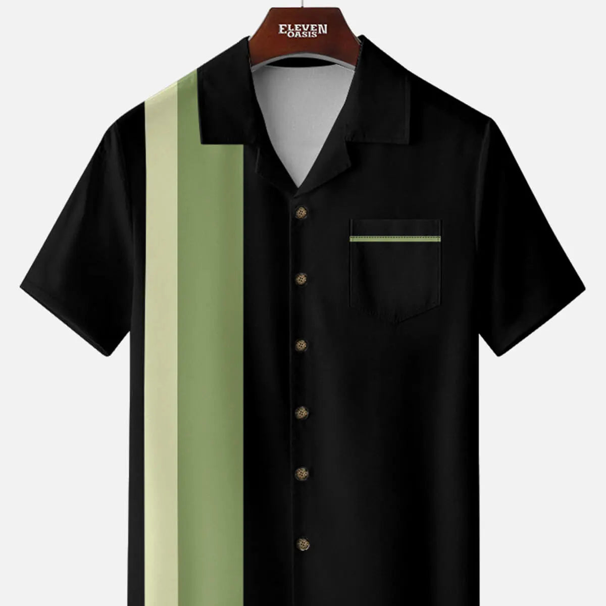 Men's Retro Accent Stripe Panel Short Sleeve Shirt ElevenOasis