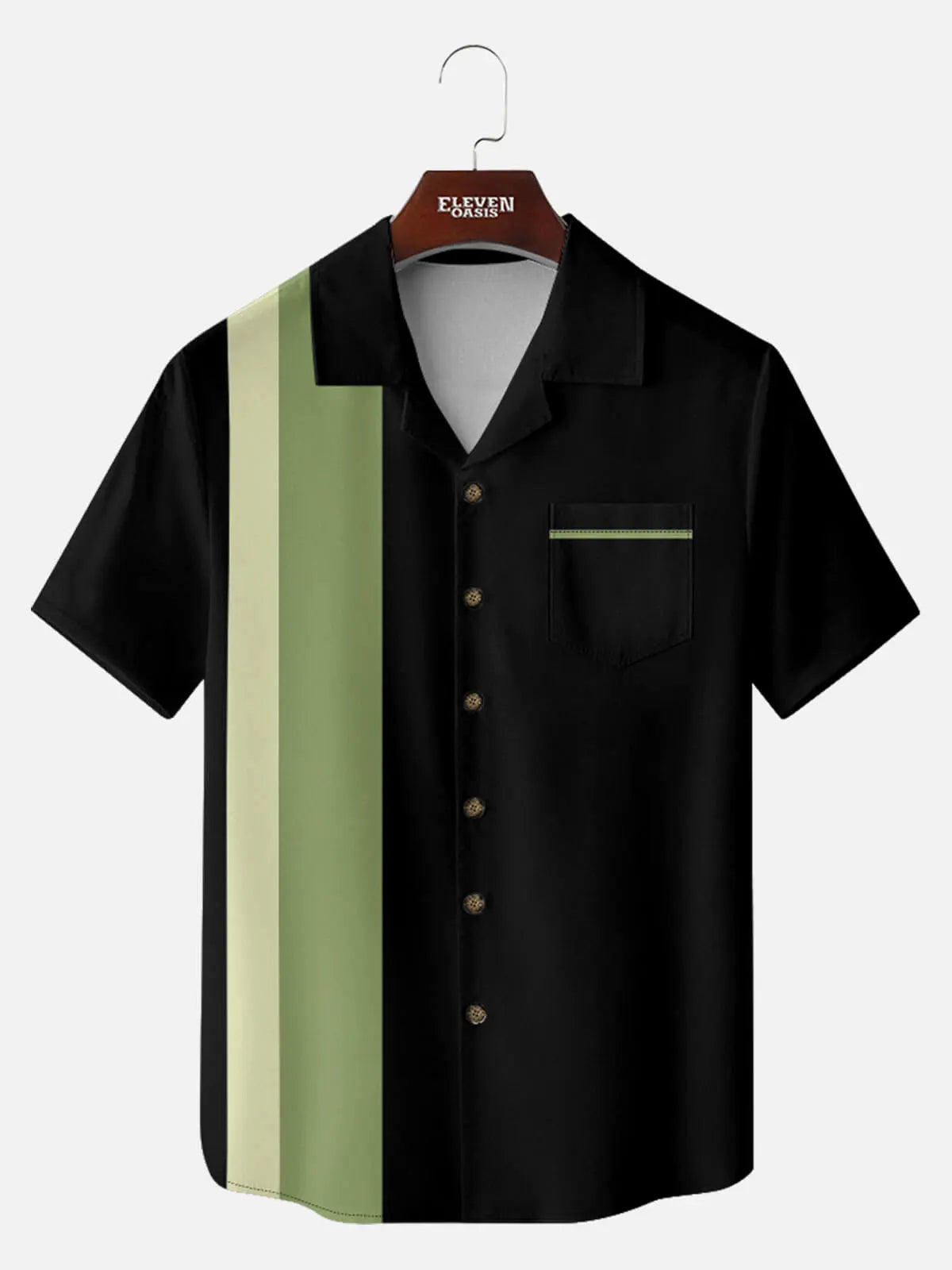 Men's Retro Accent Stripe Panel Short Sleeve Shirt ElevenOasis
