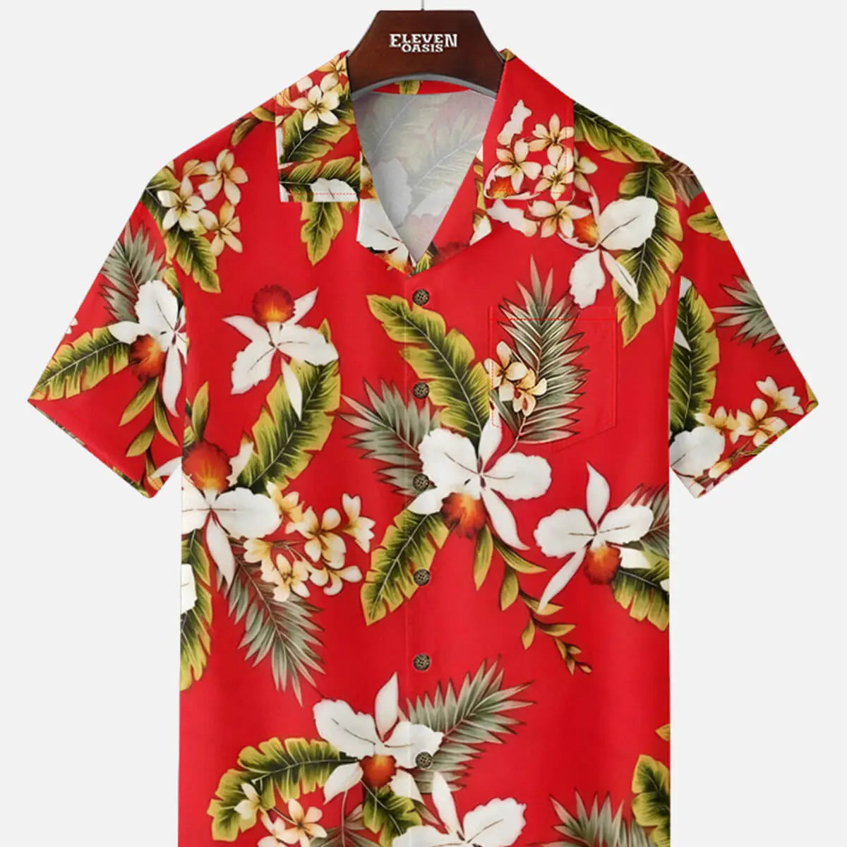 Tall Men's Tropical Orchid Floral Short Sleeve Shirt ElevenOasis