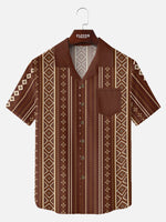 Tall Men's Retro Diamond Stripe Short Sleeve Shirt Eleven Oasis