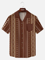 Tall Men's Retro Diamond Stripe Short Sleeve Shirt Eleven Oasis