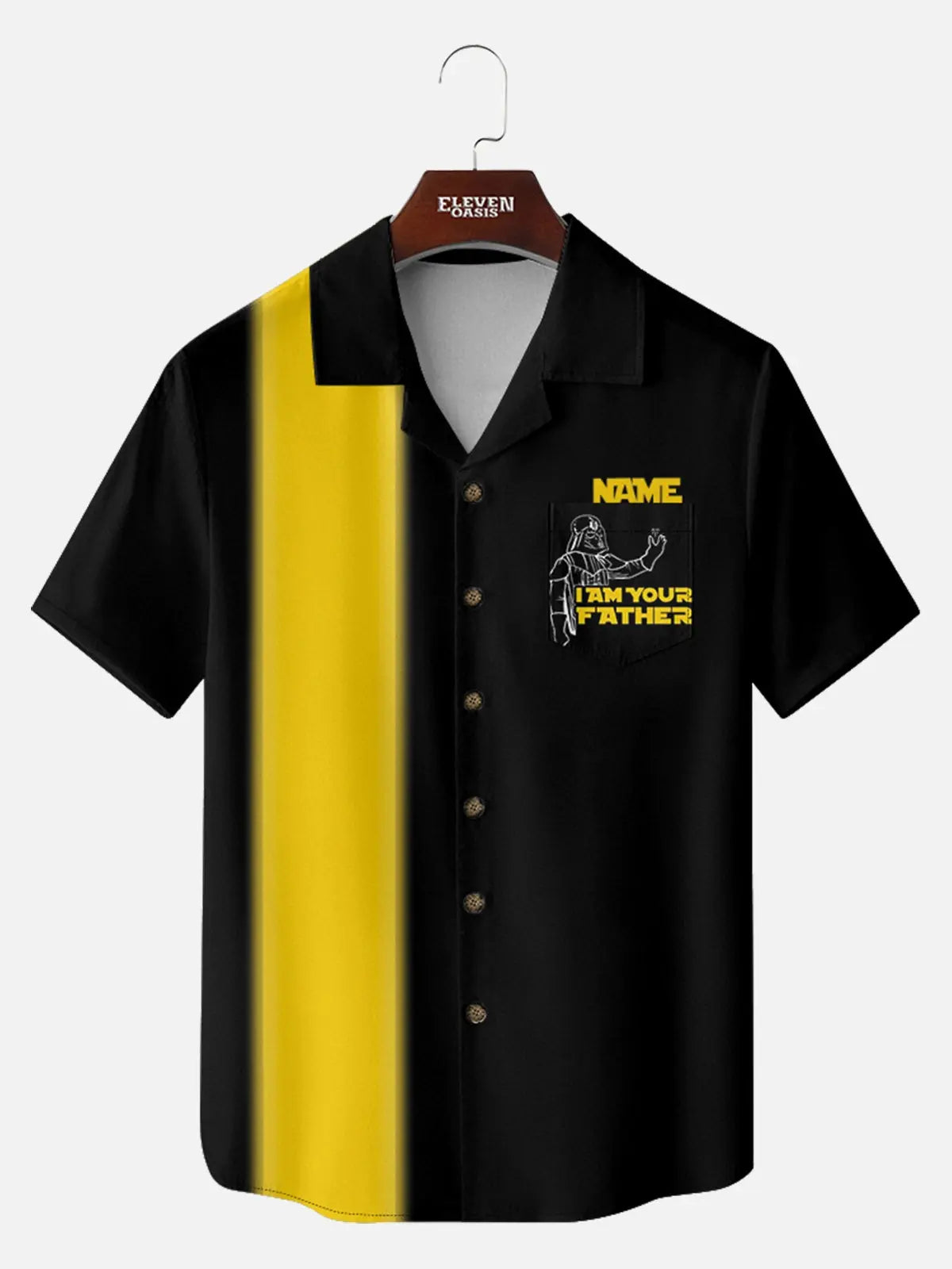 Men's Custom Name "I Am Your Father" Lightsaber Short Sleeve Shirt Eleven Oasis