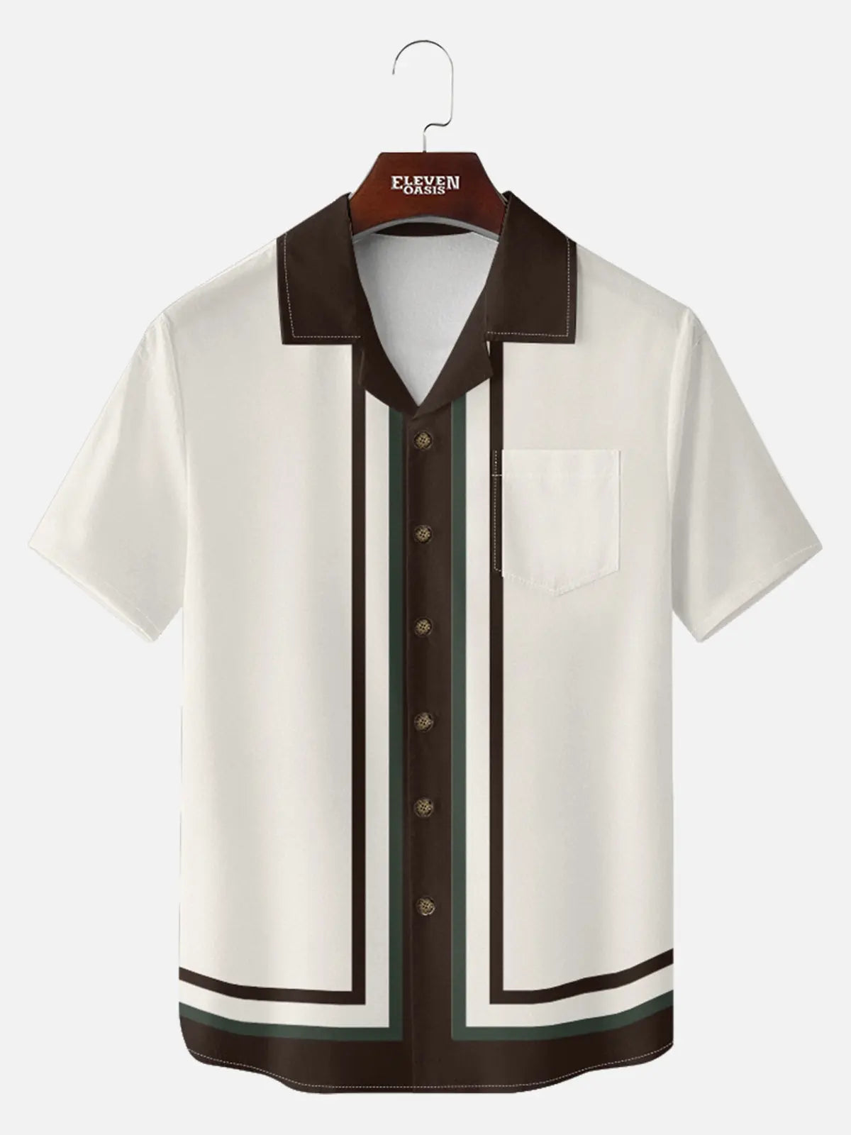 Tall Men's Framed Panel Contrast Collar Short Sleeve Shirt Eleven Oasis