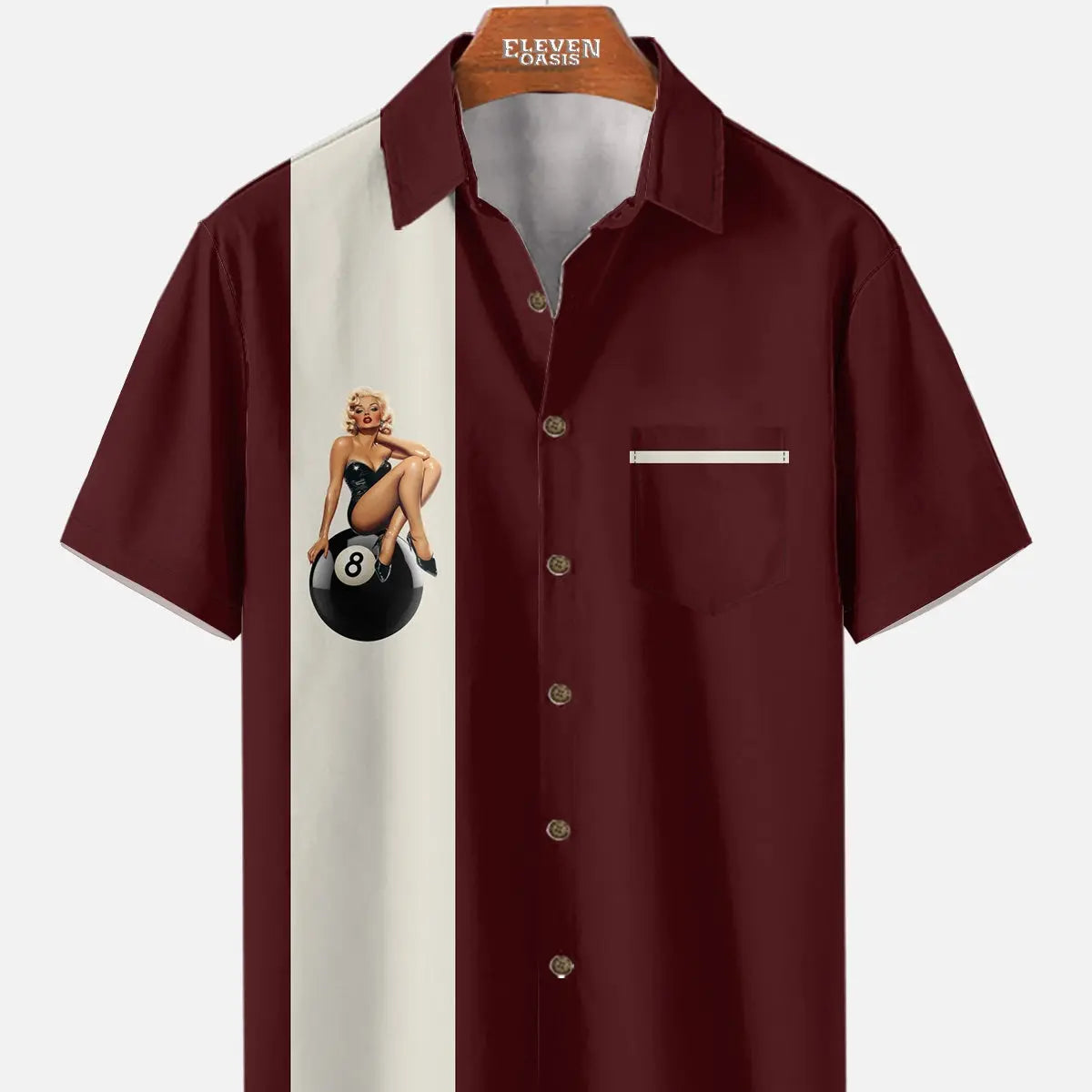 Men's Pin-Up Eight Ball Bowling Short Sleeve Shirt?