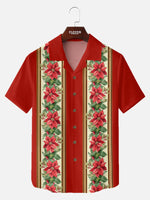 Men's Poinsettia Garland Christmas Short Sleeve Shirt ElevenOasis