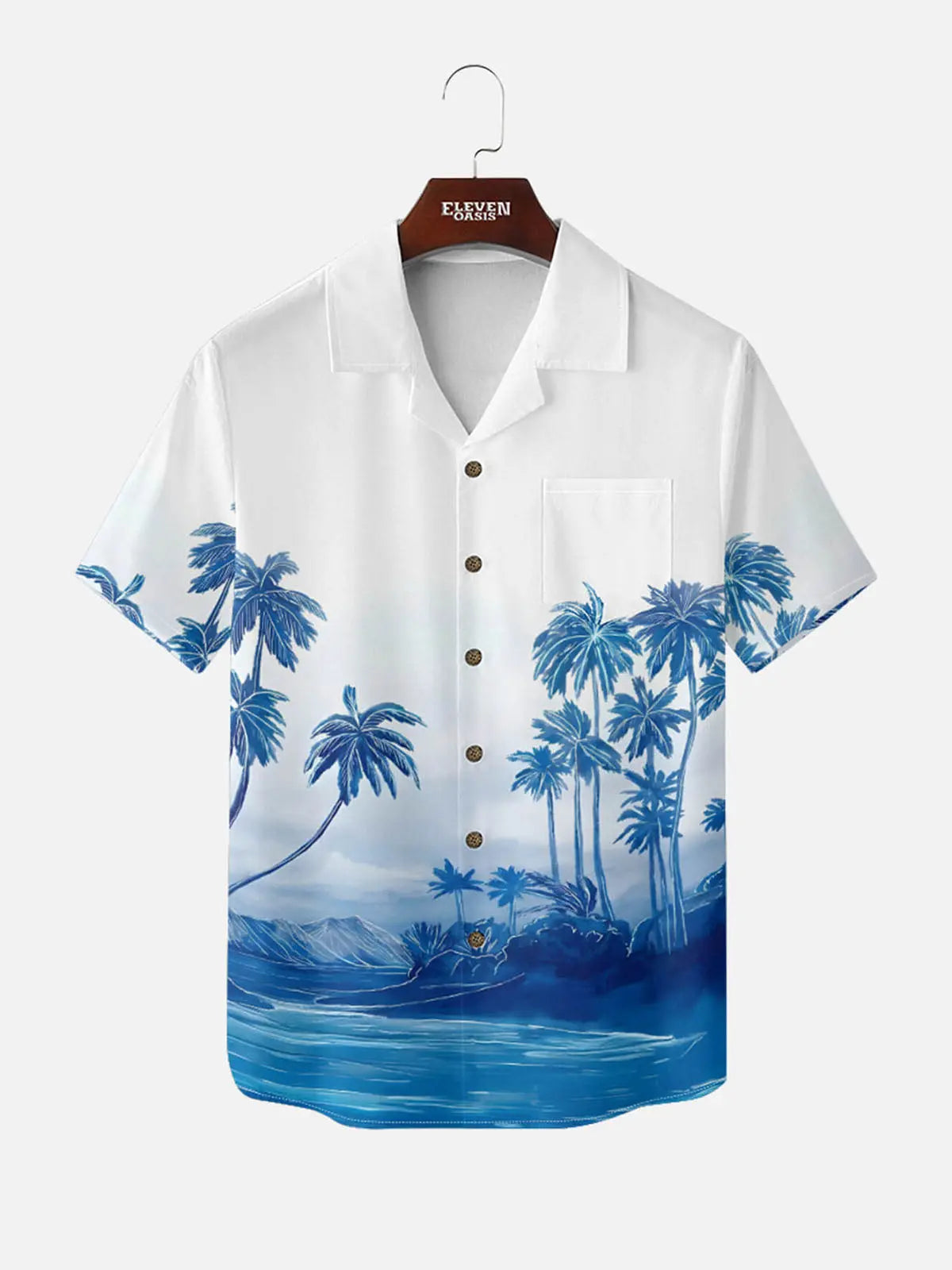 Tall Men's Coastal Palm Horizon Short Sleeve Shirt Eleven Oasis