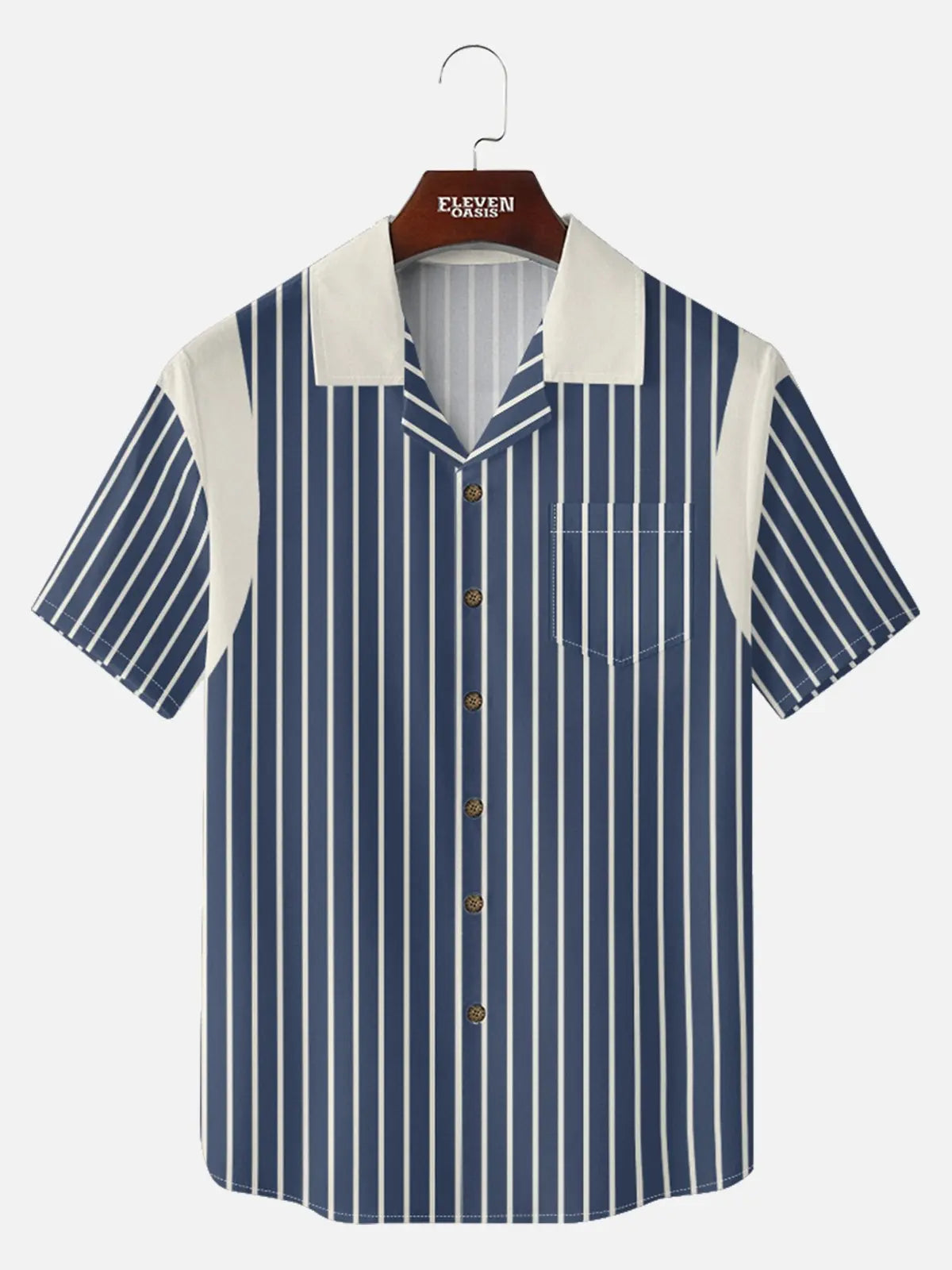 Tall Men's Custom Vintage Stripe Bowling Short Sleeve Shirt Eleven Oasis
