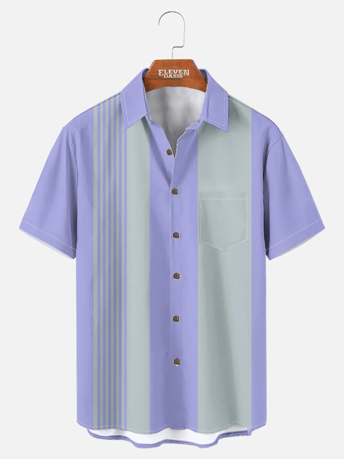 Men's Basic Striped Bowling Casual Short Sleeve Shirt?