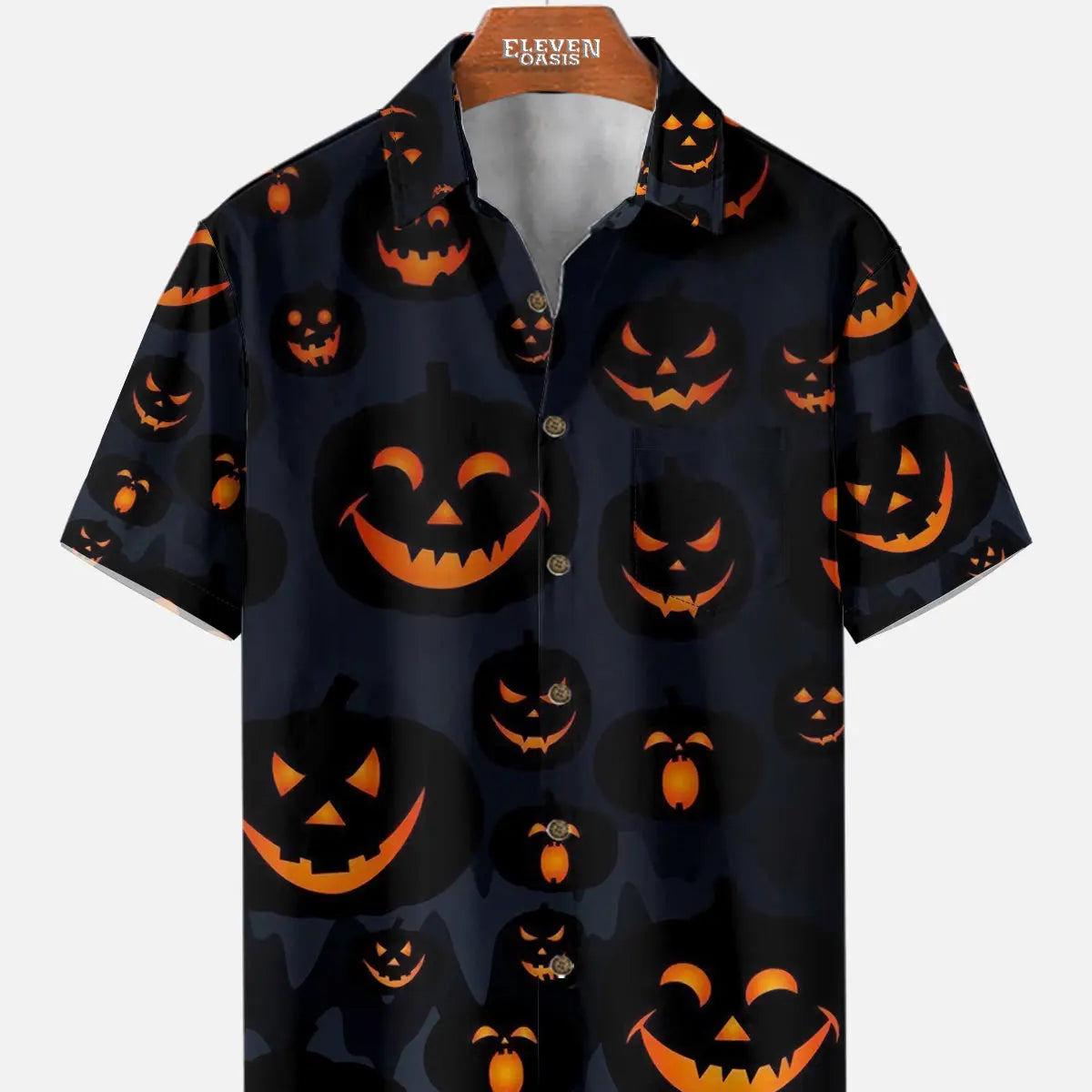 Men's Jack-O'-Lantern Smile Short Sleeve Shirt