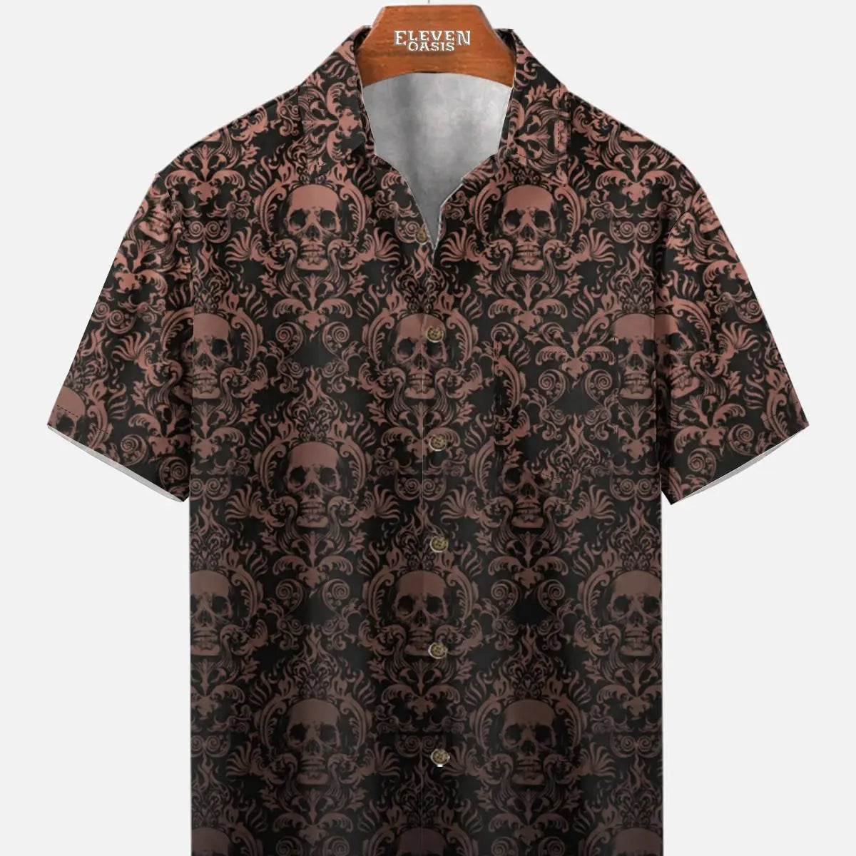 Tall Men's Gothic Skull Pattern Short Sleeve Shirt?