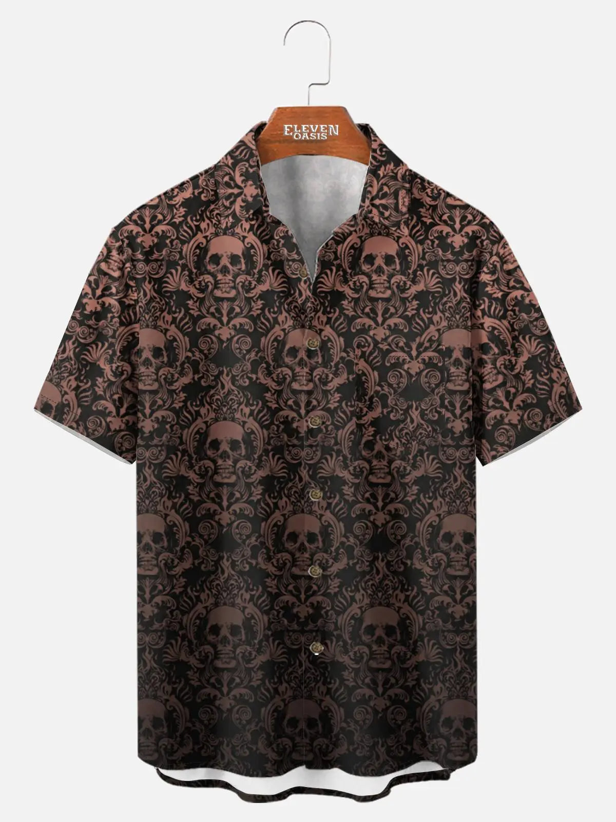 Tall Men's Gothic Skull Pattern Short Sleeve Shirt?