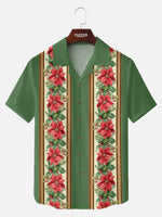 Men's Poinsettia Garland Christmas Short Sleeve Shirt ElevenOasis