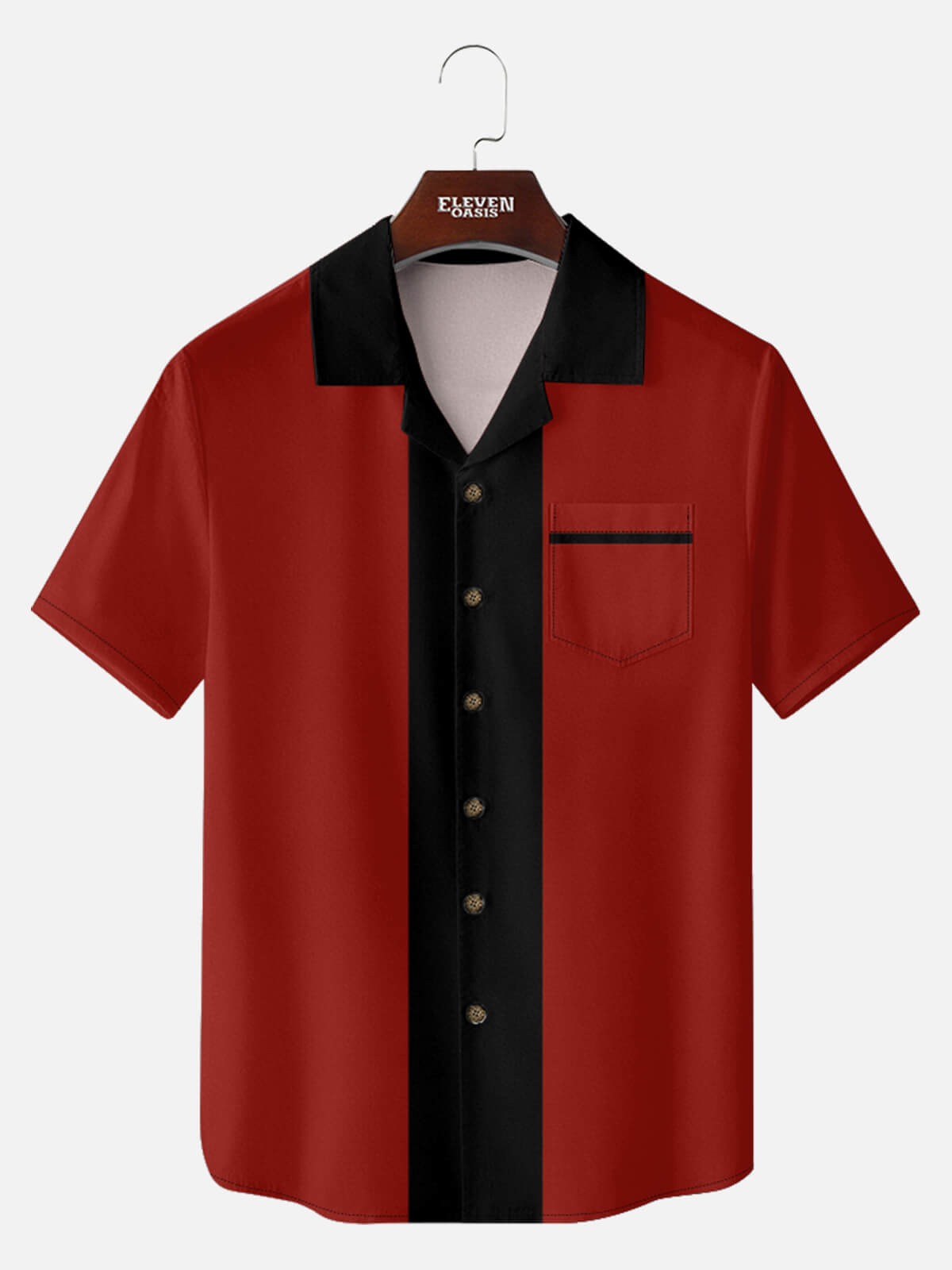 Men's Retro Contrast Center Panel Short Sleeve Shirt ElevenOasis