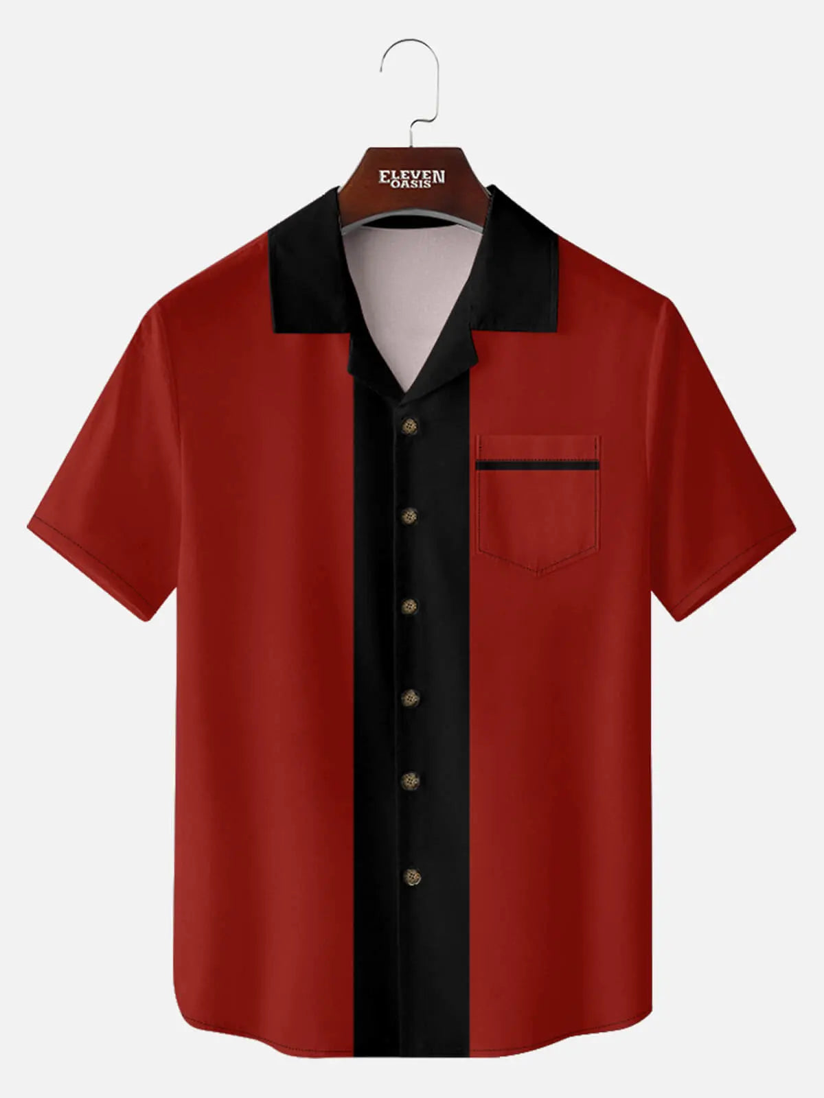 Men's Retro Contrast Center Panel Short Sleeve Shirt ElevenOasis