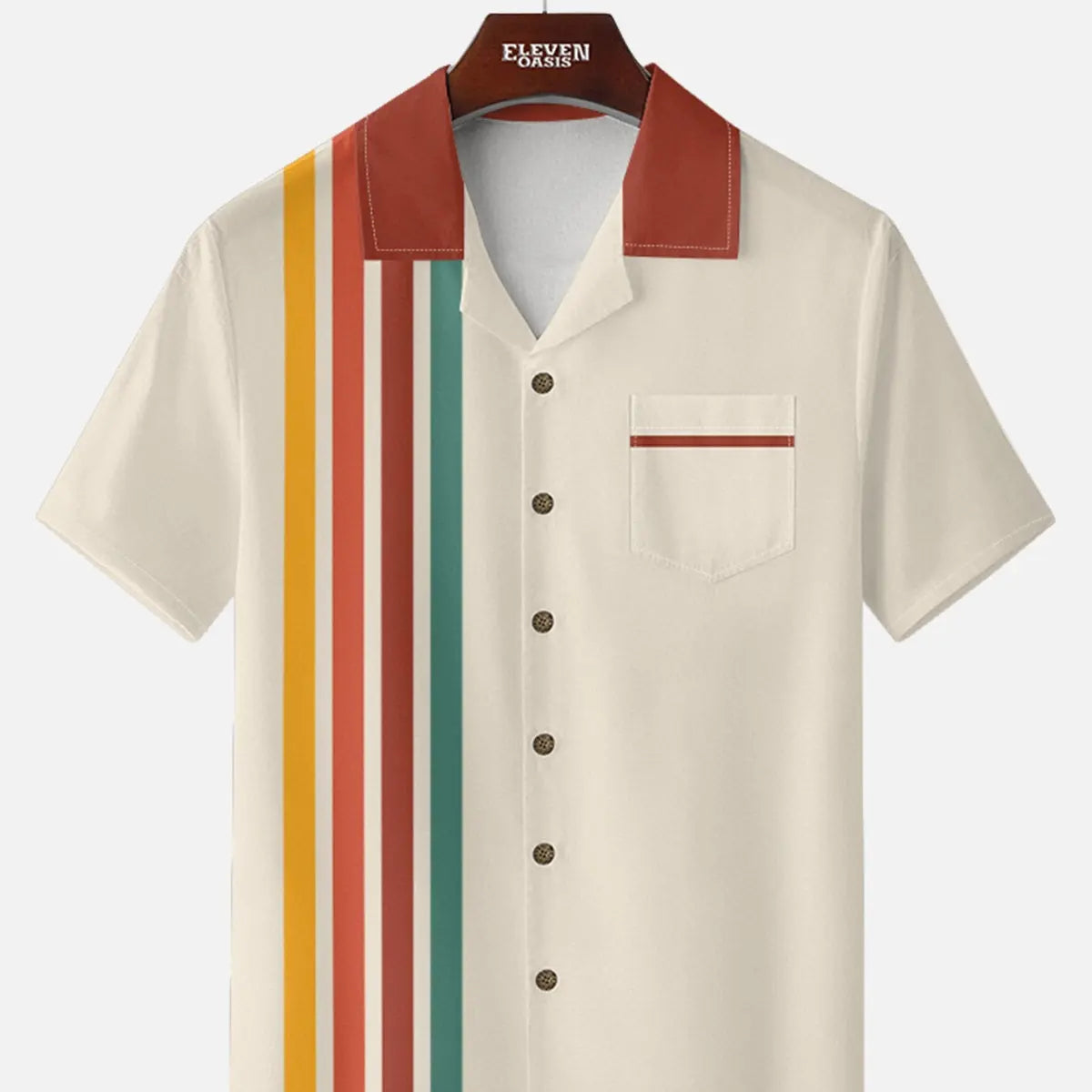 Men's Retro Resort Stripe Short Sleeve Shirt ElevenOasis