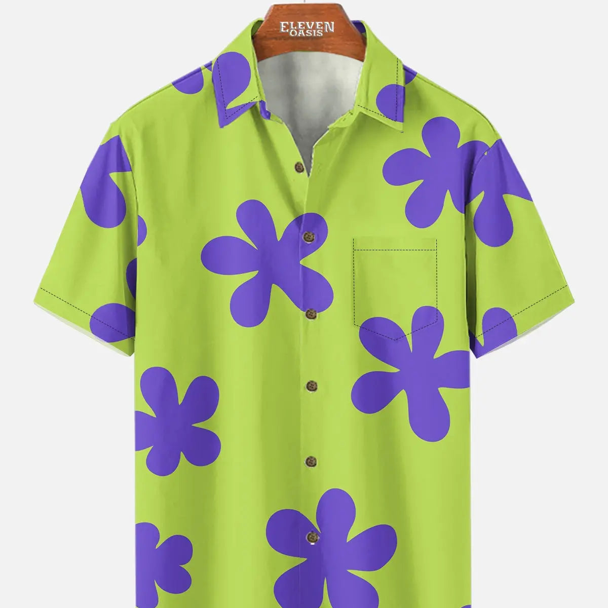 Tall Men's Patrick Star Inspired Flower Print Short Sleeve Shirt