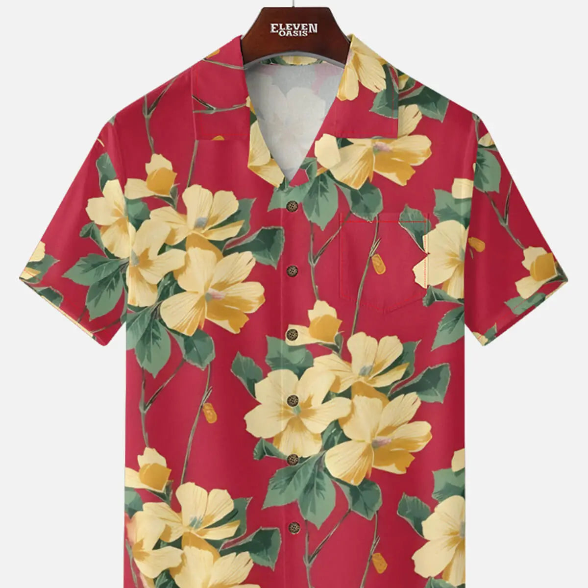 Tall Men's Retro Tropical Floral Short Sleeve Shirt Eleven Oasis