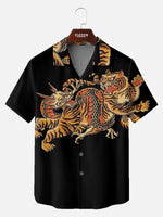 Men's Japanese Tiger & Dragon Clash Short Sleeve Shirt Eleven Oasis