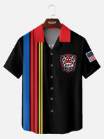 Tall Men's Custom Racing Stripe & Shield Crest Short Sleeve Shirt