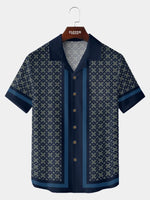 Men's Lattice Pattern Bowling Short Sleeve Shirt Eleven Oasis
