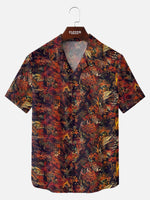 Tall Men's Abstract Fall Forest Foliage Short Sleeve Shirt Eleven Oasis