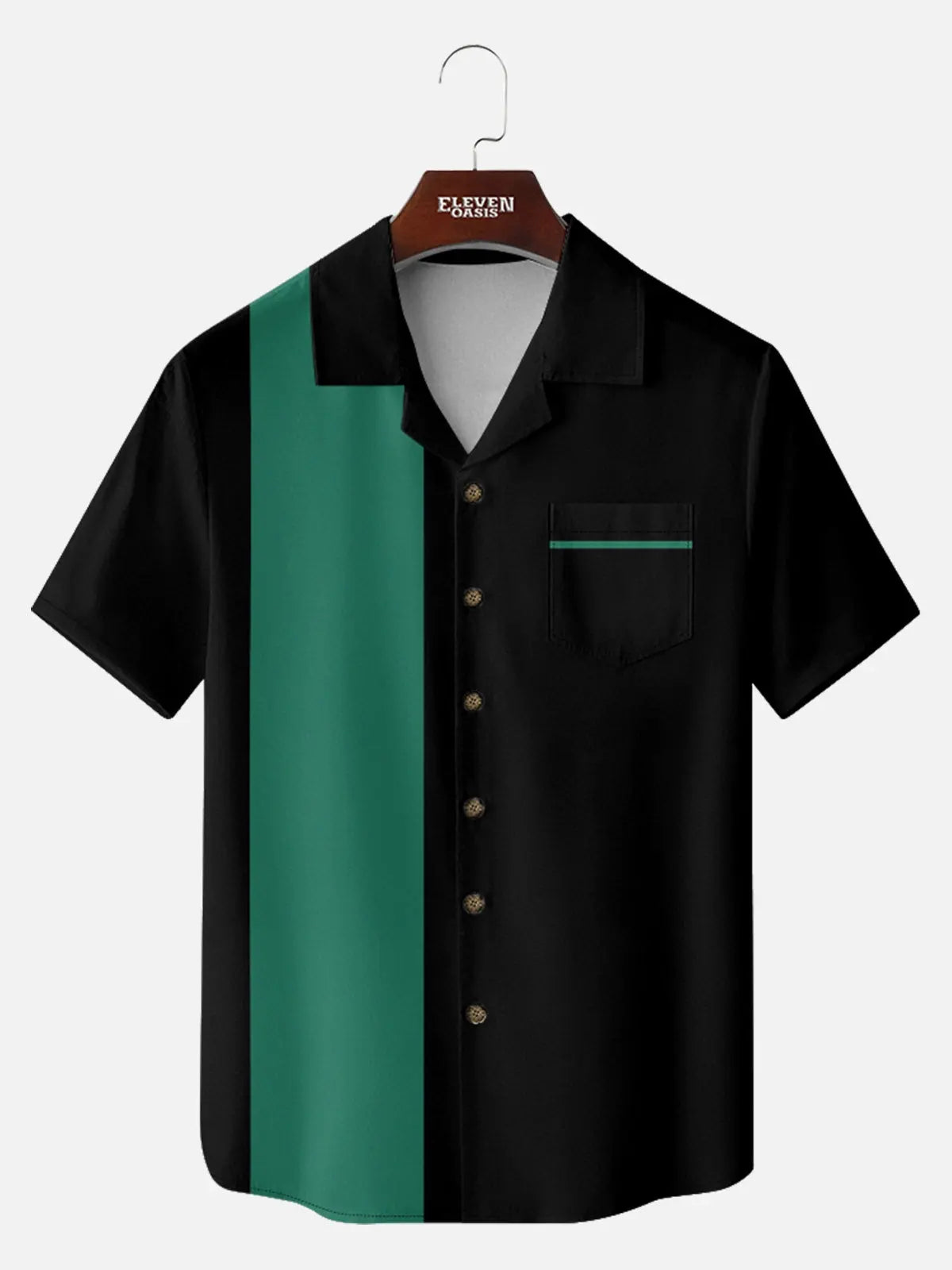 Men's Color Block Panel Short Sleeve Shirt ElevenOasis