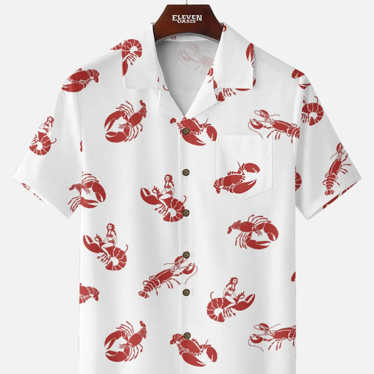 Men's Lobster Pin-Up Short Sleeve Shirt ElevenOasis