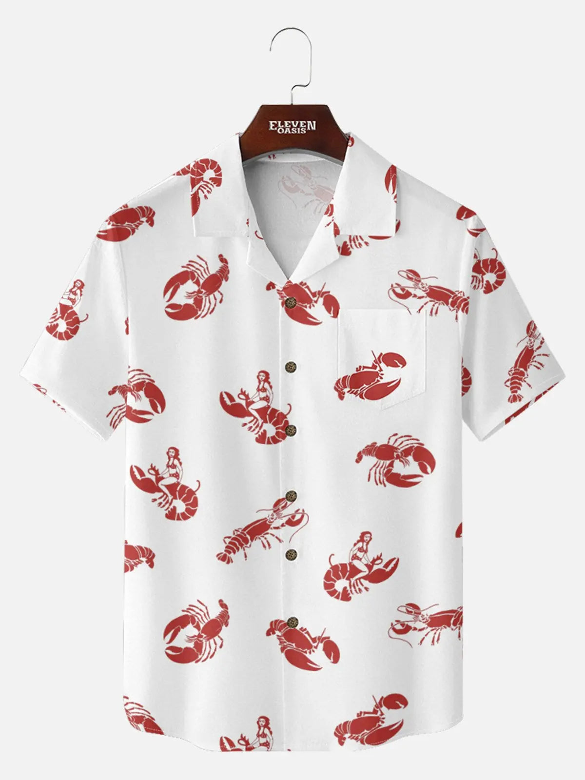 Men's Lobster Pin-Up Short Sleeve Shirt ElevenOasis