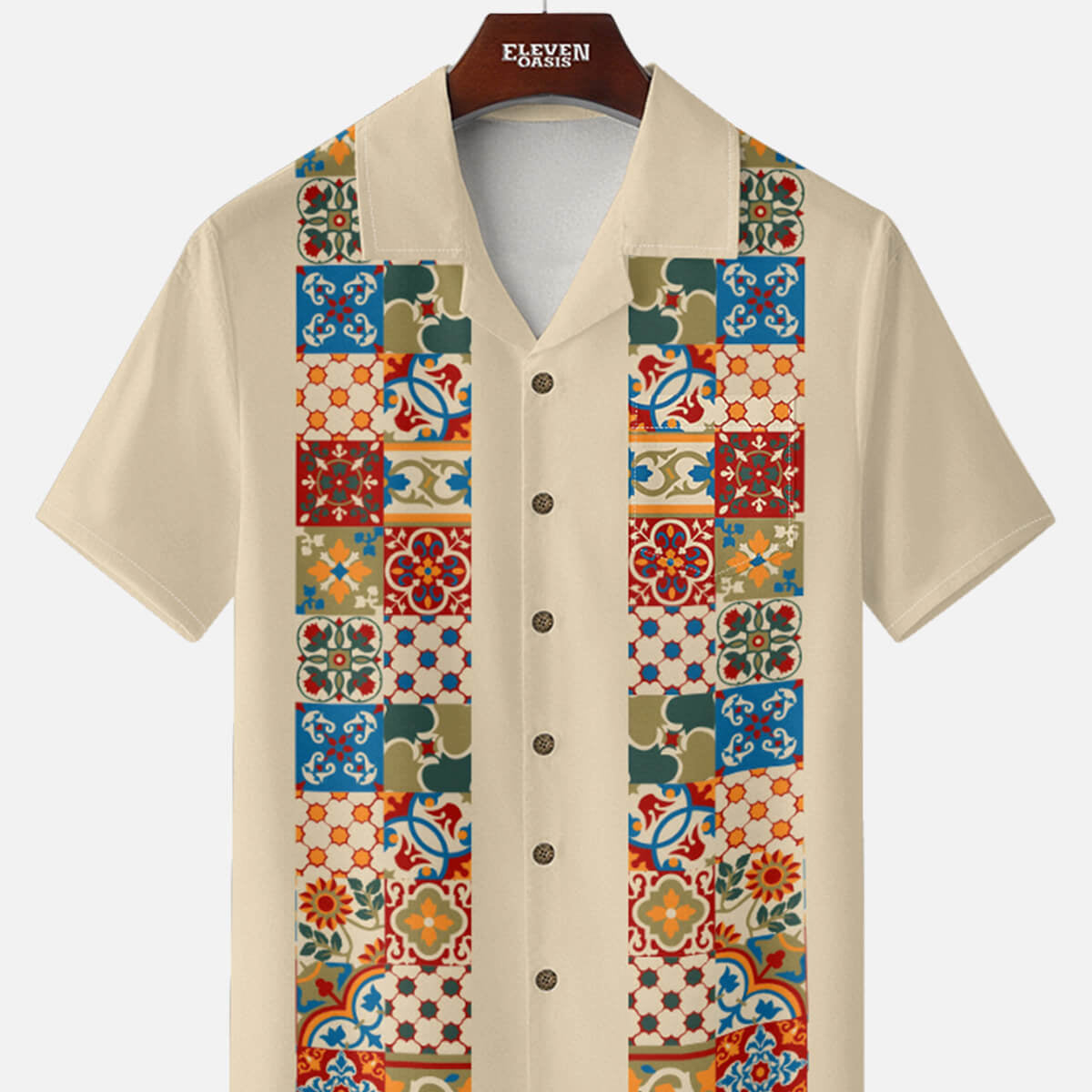 Men's Mosaic Tile Fiesta Short Sleeve Shirt Eleven Oasis