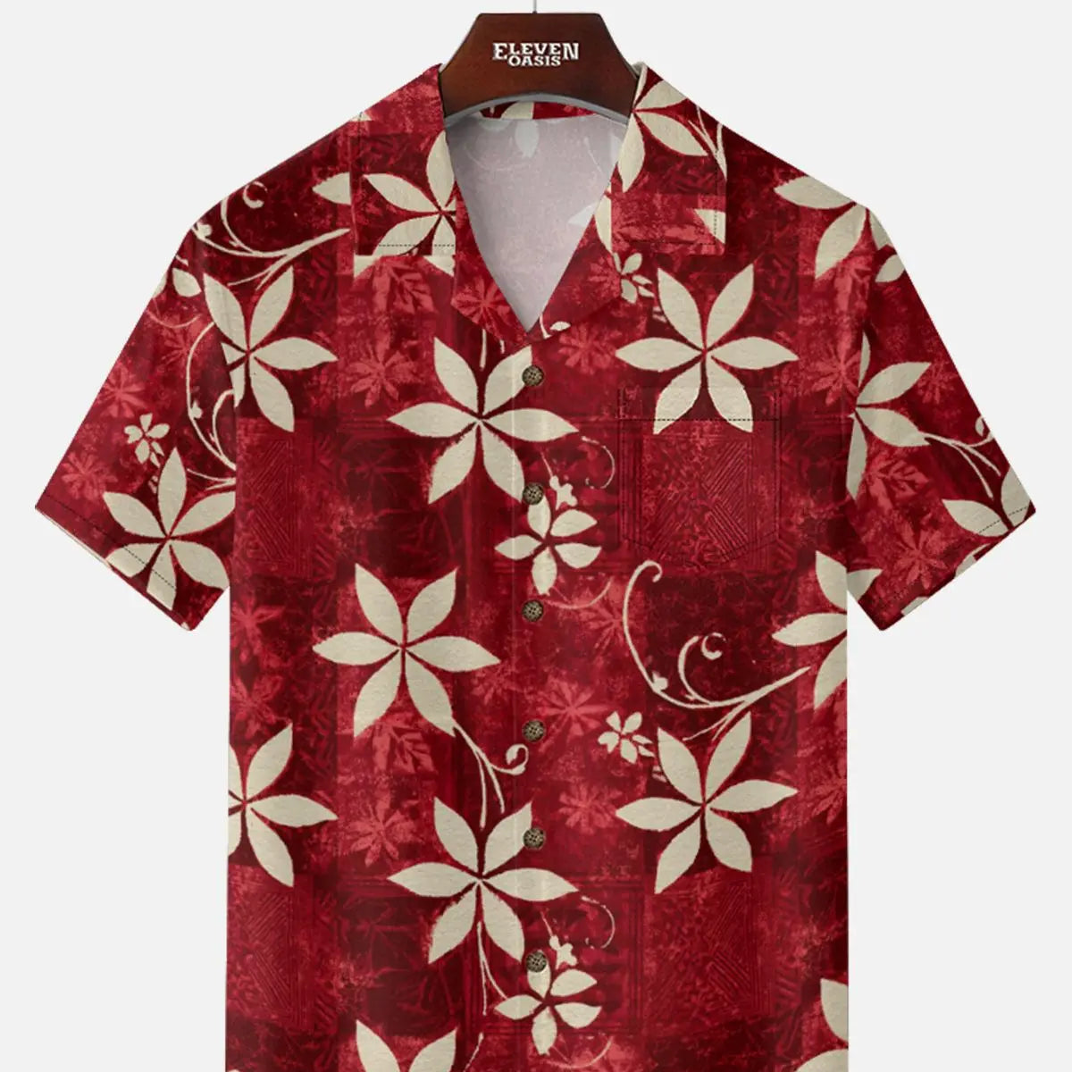 Men's Abstract Floral Vine Short Sleeve Shirt ElevenOasis
