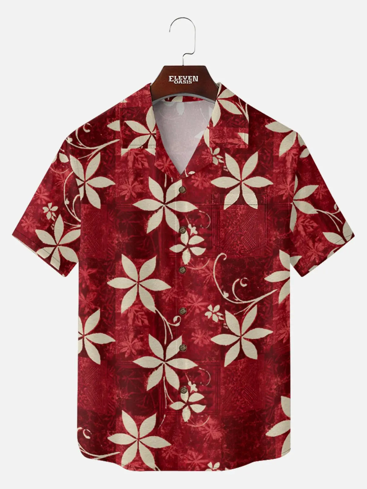 Men's Abstract Floral Vine Short Sleeve Shirt ElevenOasis