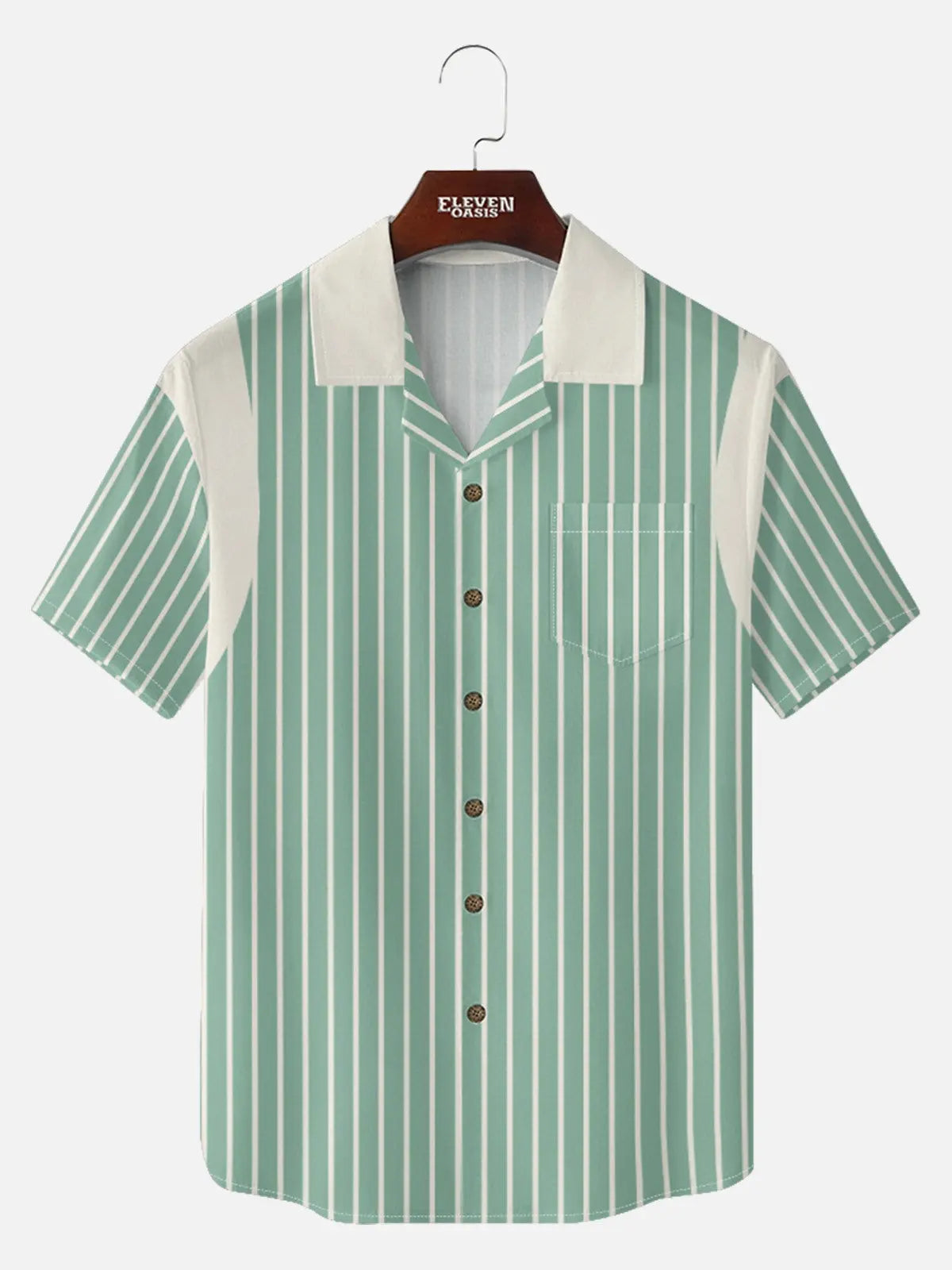 Tall Men's Custom Vintage Stripe Bowling Short Sleeve Shirt Eleven Oasis