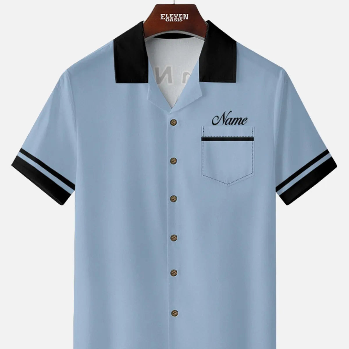 Tall Men's Custom Strike Force Bowling Short Sleeve Shirt Eleven Oasis