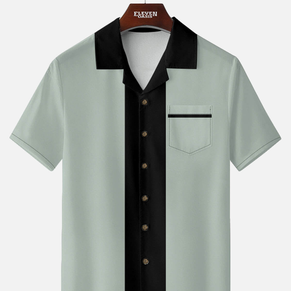 Men's Retro Contrast Center Panel Short Sleeve Shirt ElevenOasis
