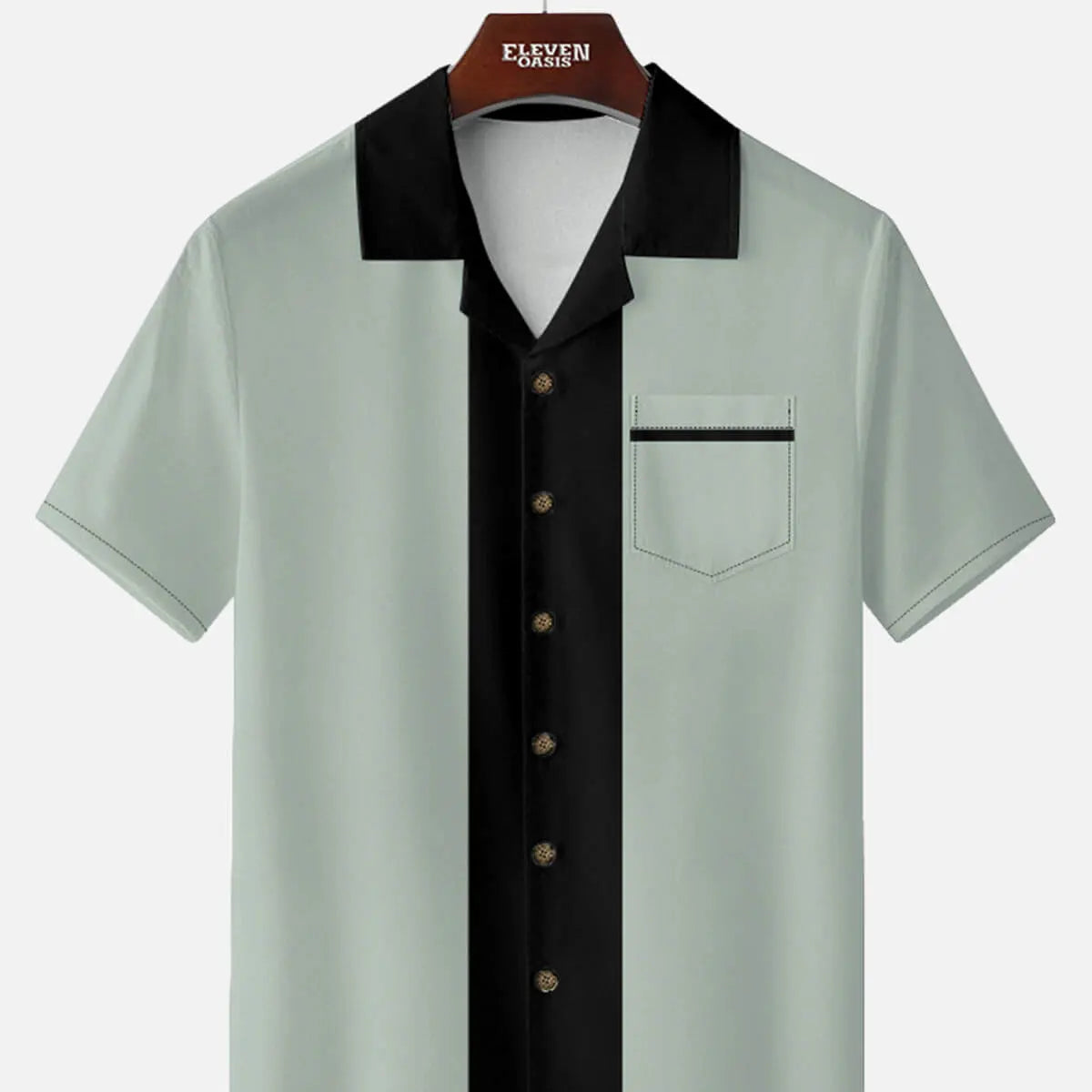 Men's Retro Contrast Center Panel Short Sleeve Shirt ElevenOasis