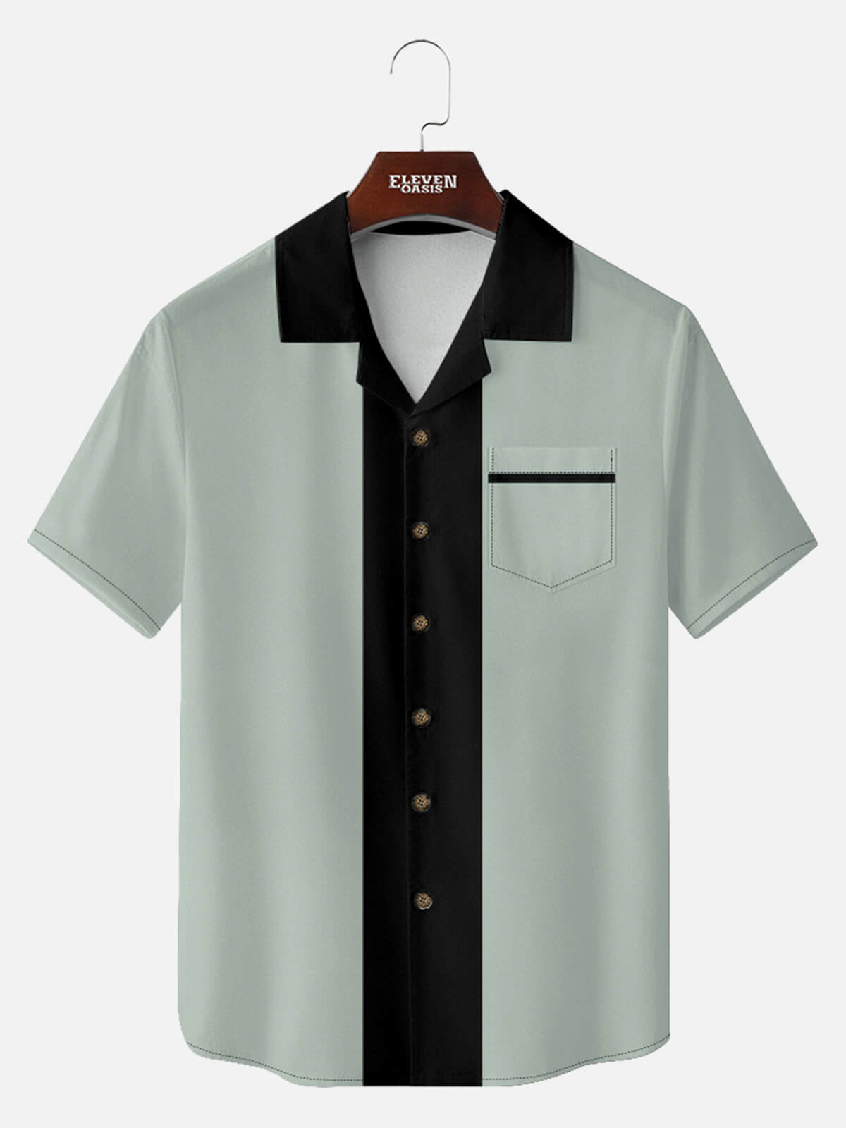 Men's Retro Contrast Center Panel Short Sleeve Shirt ElevenOasis