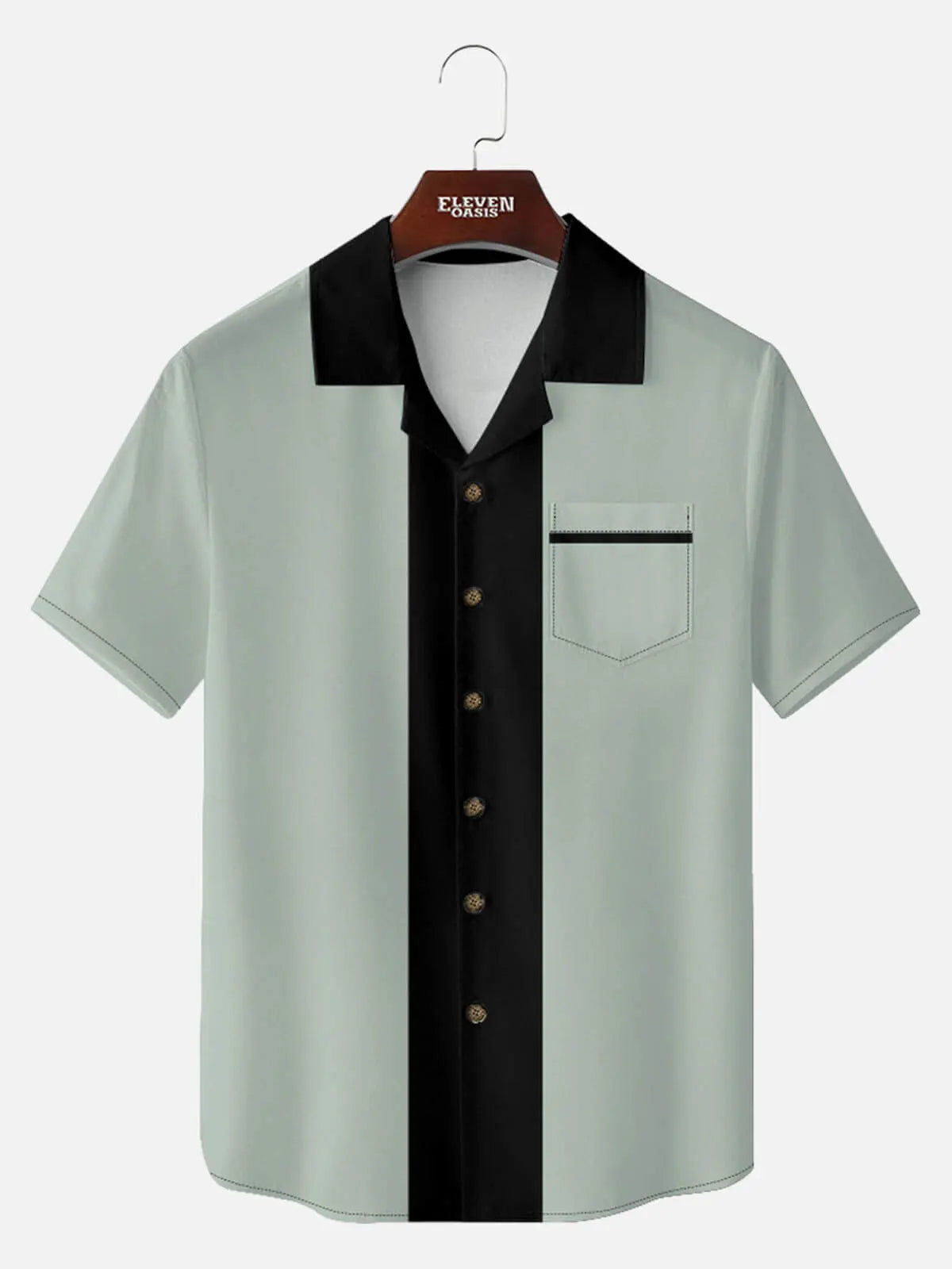 Men's Retro Contrast Center Panel Short Sleeve Shirt ElevenOasis