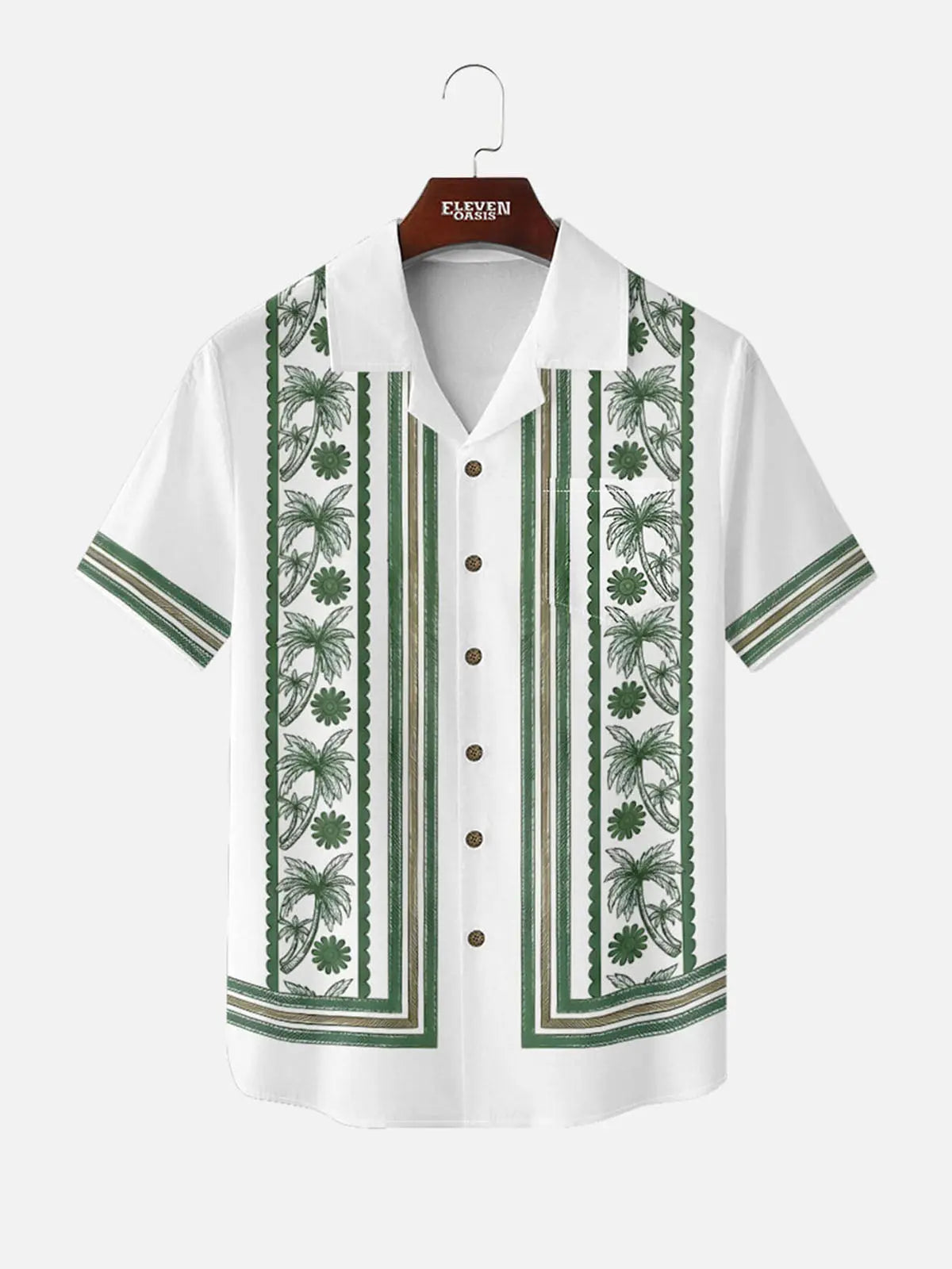 Tall Men's Island Palm Border Short Sleeve Shirt ElevenOasis