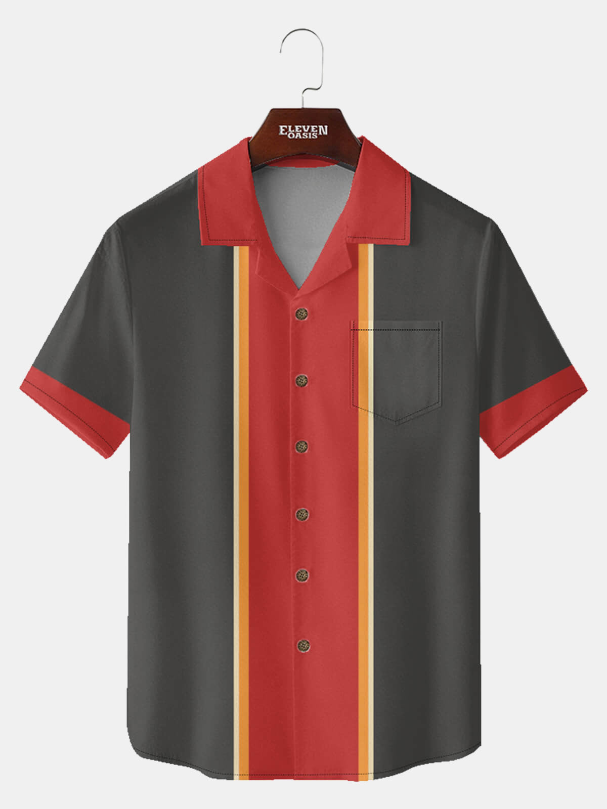 Men's Retro League Bowling Short Sleeve Shirt Eleven Oasis