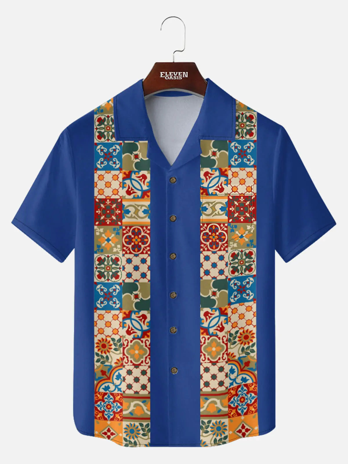 Tall Men's Mosaic Tile Fiesta Short Sleeve Shirt ElevenOasis