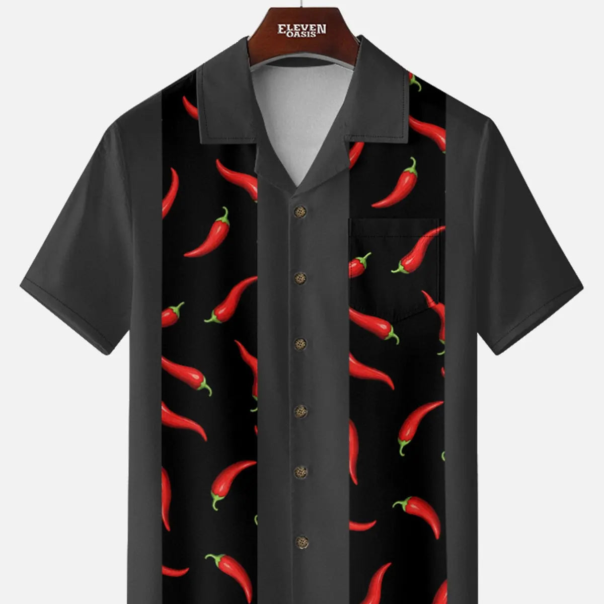 Men's Chili Pepper Bowling Short Sleeve Shirt ElevenOasis