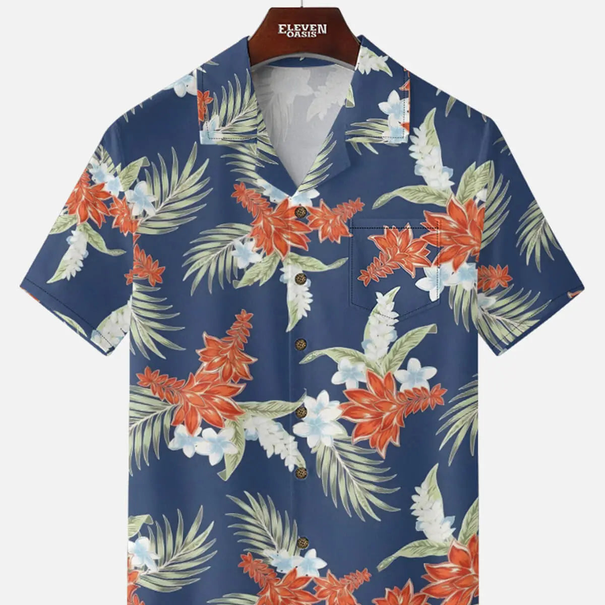 Tall Men's Tropical Palm Floral Short Sleeve Shirt Eleven Oasis