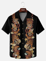 Men's Japanese Tiger & Serpent Columns Short Sleeve Shirt Eleven Oasis