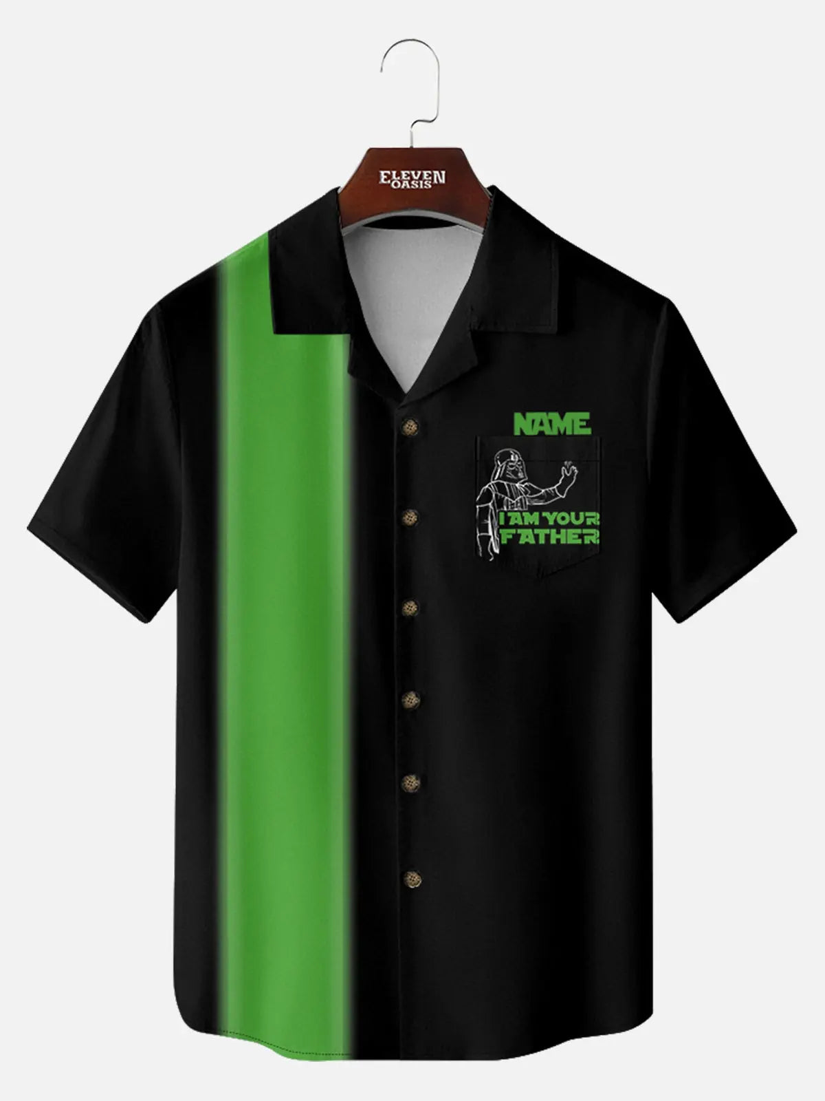 Tall Men's Custom Name "I Am Your Father" Lightsaber Short Sleeve Shirt Eleven Oasis