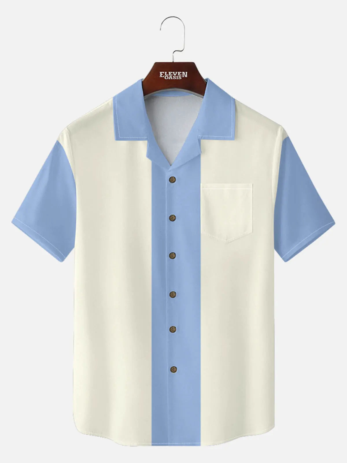 Men's Retro Tonal Panel Short Sleeve Shirt ElevenOasis