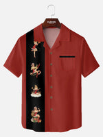 Tall Men's Pin-Up Christmas Stripe Short Sleeve Shirt Eleven Oasis