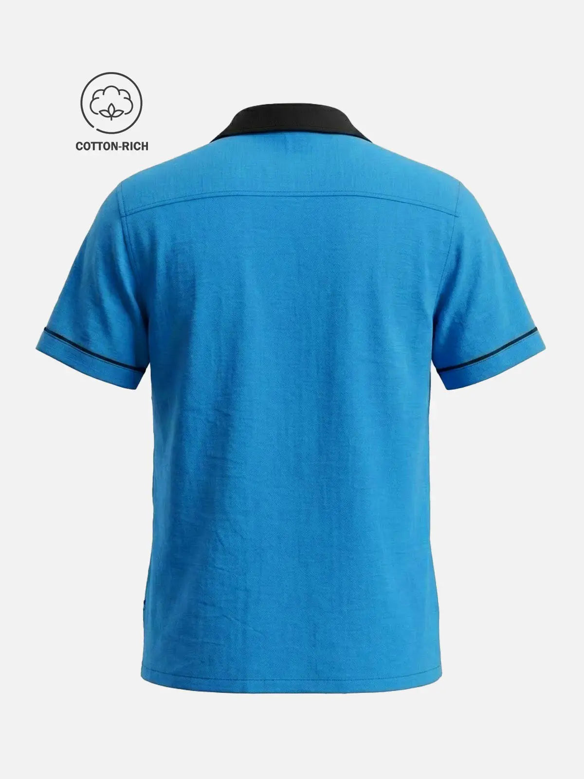 Men's Cotton Retro Piped Camp Collar Short Sleeve Shirt Eleven Oasis